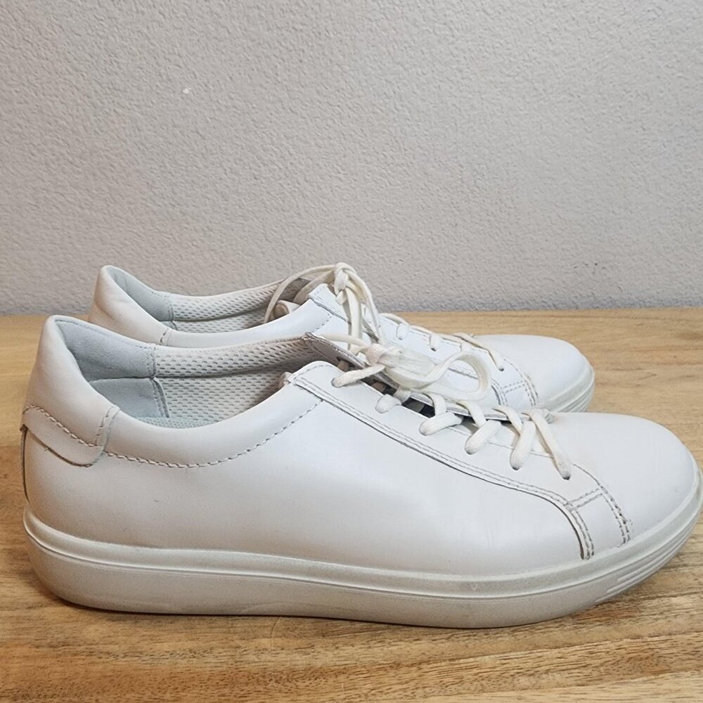 Ecco Soft 7 Shoes Womens Size 9 9.5 White Leather Lace Up Comfort Walking